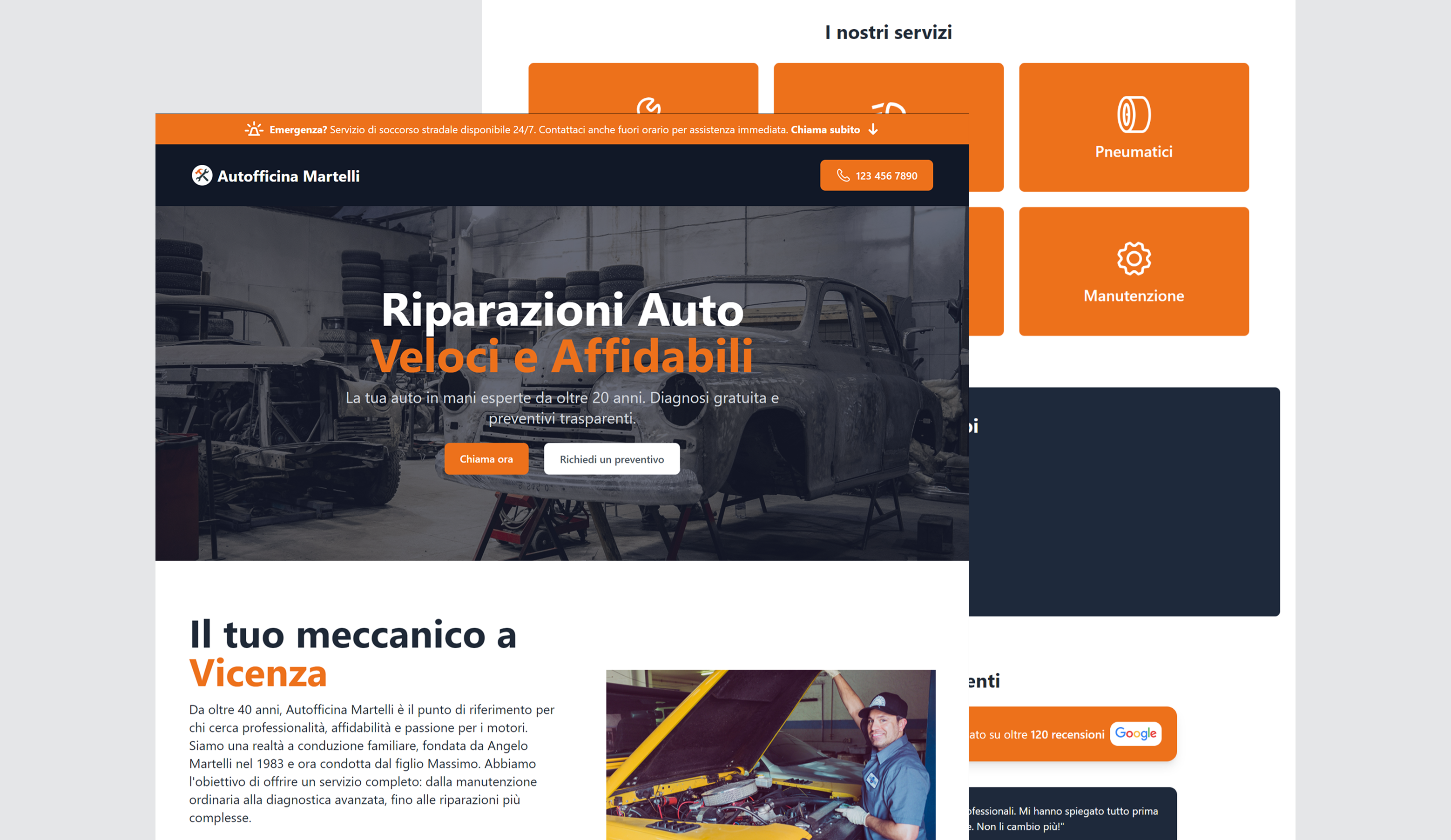 autofficina martelli sito web vetrina frontend